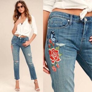 Blank NYC Cgop Girlfriend Embroidered‎ Crop Jeans